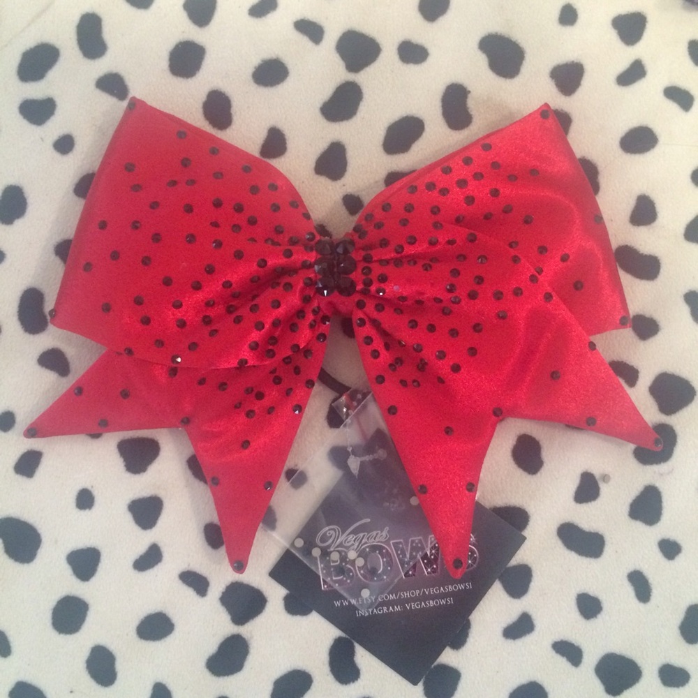 Red Embellished Satin Bow Hair Accessory -
